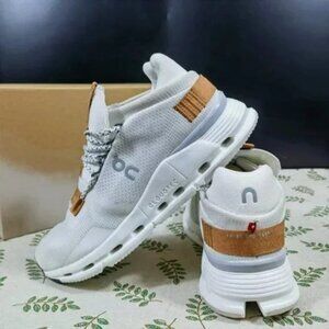 On Running Women's White and Tan Sneakers